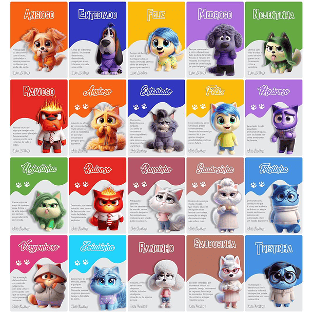 Kit Digital Divertidamente Dogs e Gatinhos Animais Emoções Arquivos em Png 3