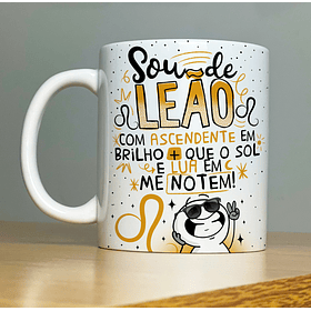 Arte Caneca Sou de Leão Com Ascedente Em Brilho Que O Sol... Arquivo Png