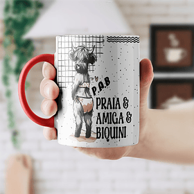 Arte Caneca P.A.B Praia & Amiga & Biquini Arquivo Png
