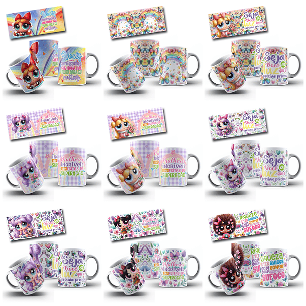 49 Artes para Caneca Meninas Super Poderosas Doçuras Arquivo em Png  2