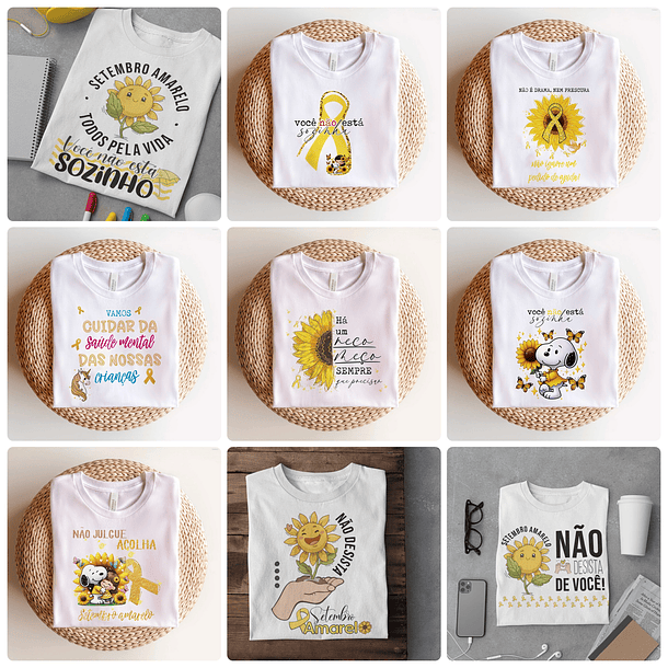 34 Artes para Caneca e Camisa Setembro Amarelo Arquivo em Png 4