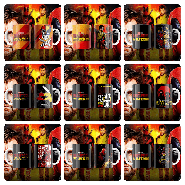 123 Artes para Camisa e Caneca Deadpool e Wolverine Arquivo em Jpg 2