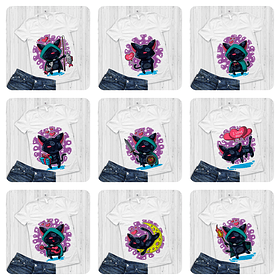 14 Artes Camisa Gatinhos  Arquivo Editável