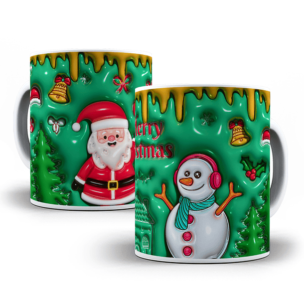 Arte Caneca 3D  Mery Christmas Arquivo Png 