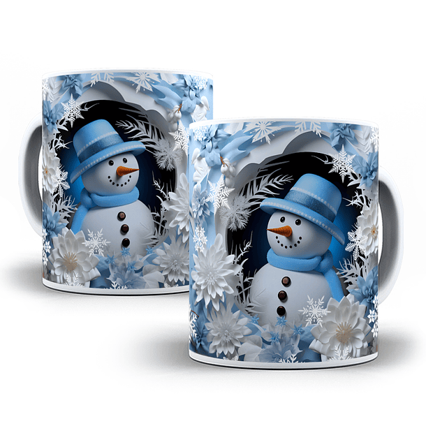 Arte Caneca 3D Boneco de Neve Natal Arquivo Png 1