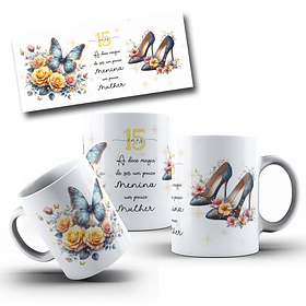 16 Artes para Canecas Aniversário 15 anos Arquivo Editável