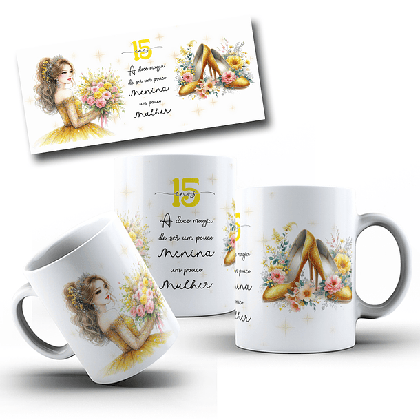 16 Artes para Canecas Aniversário 15 anos Arquivo Editável 14