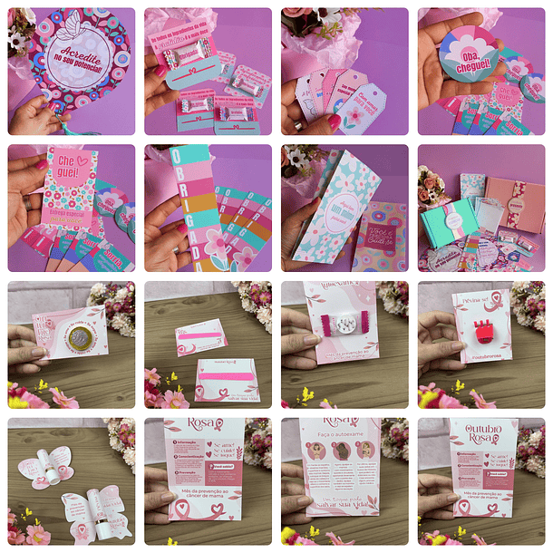 Arquivo de Corte Outubro Rosa 4 em 1 em Png 3