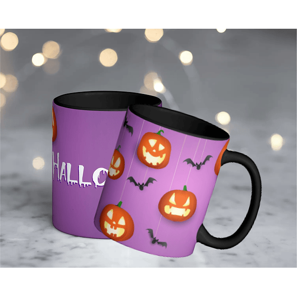 Arte Caneca Halloween Roxo Arquivo Png 