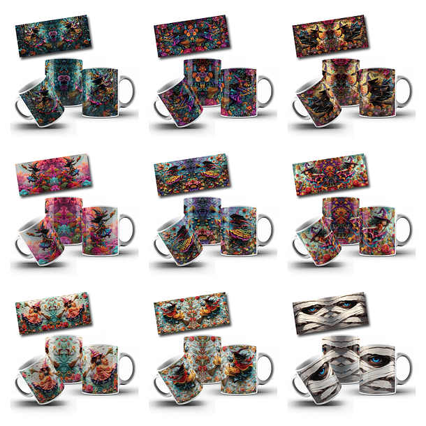 100 Artes para Canecas e Camisa Halloween Arquivo em Png 14