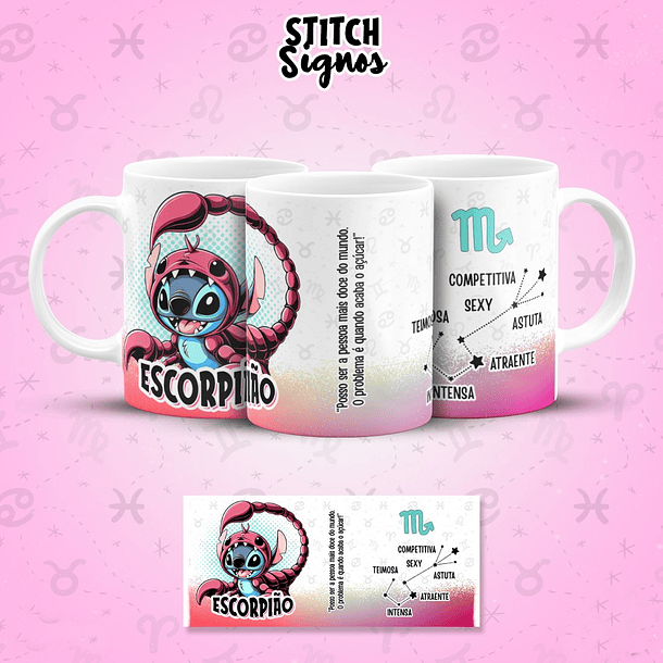 12 Artes para Caneca Stitch Signos Arquivo em Jpg  6