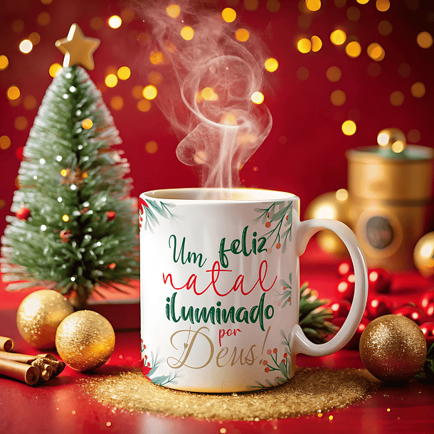 Arte Caneca Um Feliz Natal Iluminado Por Deus Arquivo Png 