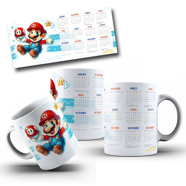 5 Artes para Caneca Personagens Calendário 2025 Arquivo em Jpg 3