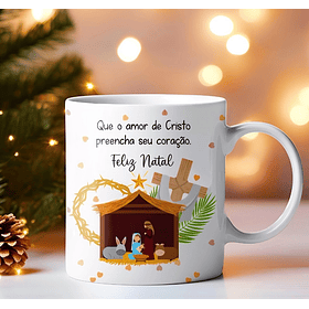 Arte Caneca Que o amor de Cristo preencha seu coração Feliz Natal Arquivo em Jpg