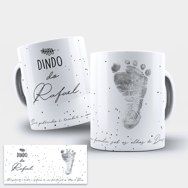 Arte Caneca Dinda e Dindo Pezinhos Madinha Batizado Arquivo Editável 1