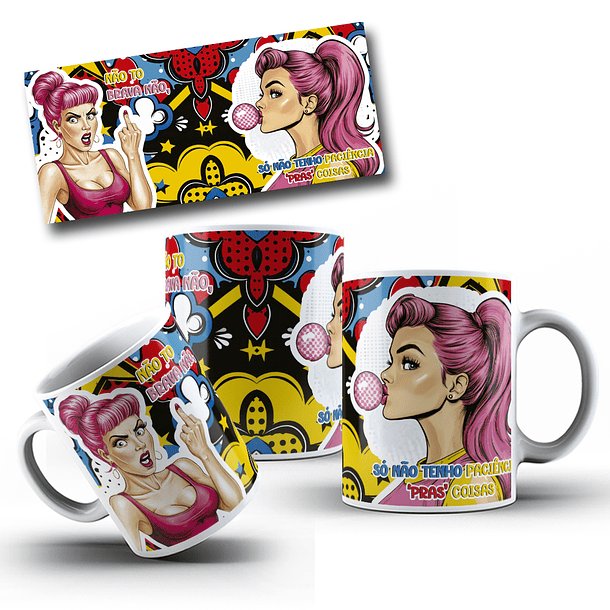 5 Artes para Caneca Pop Mulher Arquivo Editável 5