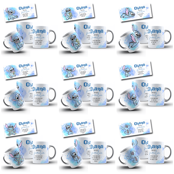 17 Artes para Caneca Stitch Familia Ohana Arquivo em Jpg 1