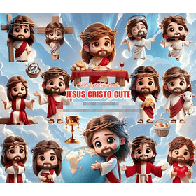 Kit Digital Jesus Cristo Cute 3d Png