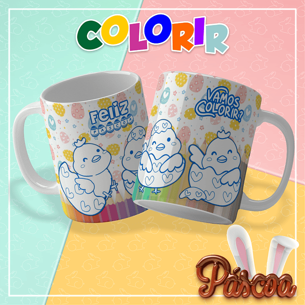 10 Artes para Caneca Páscoa Colorir Arquivo em Pdf Editável  4