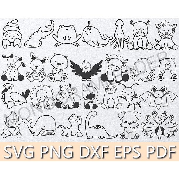 Kit Digital Contorno Animais Png 3