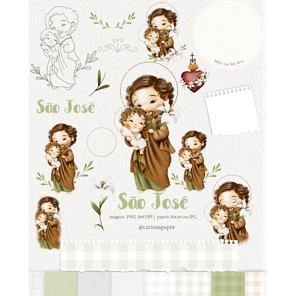 Kit Digital São José Aquarelado Png 