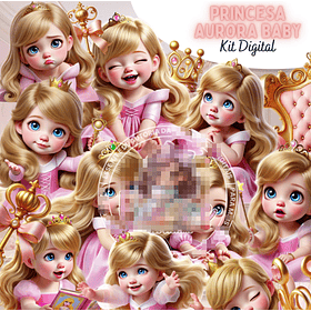 Kit Digital Princesa Aurora Baby cute Arquivo em Png 