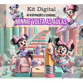 Kit Digital Minnie Volta as Aulas Arquivo em Png  