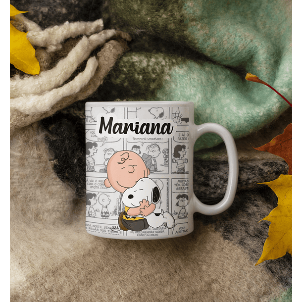 Arte Caneca Snoopy Aos anjos que encontrei pelo caminho dei um nome bonito. Amigos Gibi Arquivo Editável 2