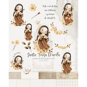 Kit Digital Santa Teresa Dávila Aquarelado Png 
