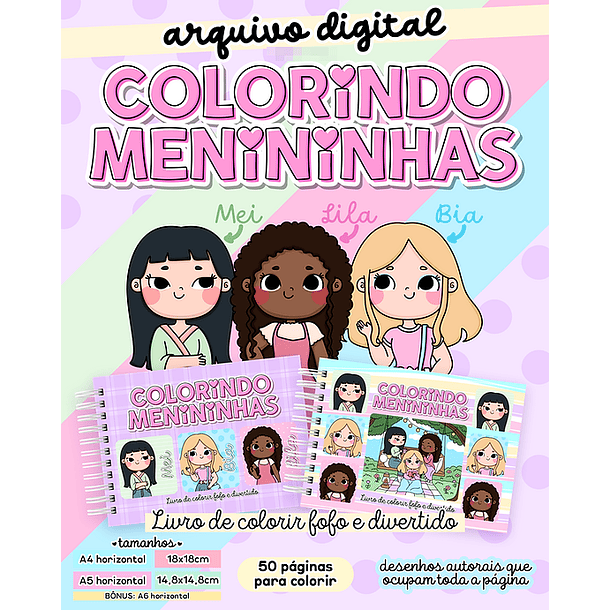 Kit Digital Livro de Colorir Colorindo Menininhas em Pdf 1