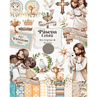 Kit Digital Páscoa Cristã Aquarela Arquivo em Png  1