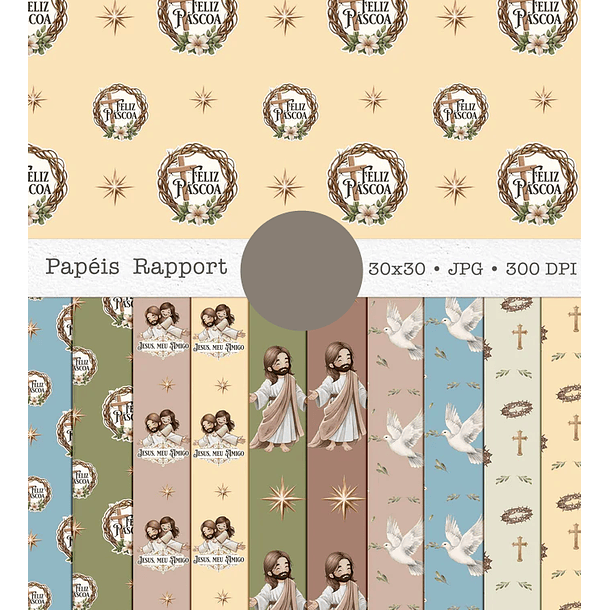 Kit Digital Páscoa Cristã Aquarela Arquivo em Png  2