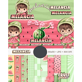 Kit Digital Boneca Cute Frutinhas Melancia Aquarelado Png 