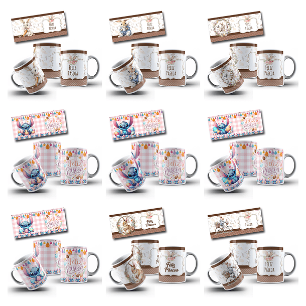 110 Artes para Caneca Pascoa Coelhinhos Jesus e Personagem Arquivo em Jpg 4