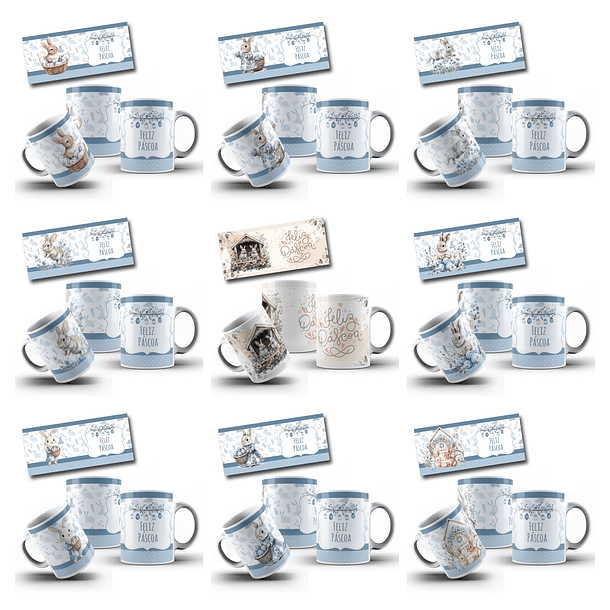 110 Artes para Caneca Pascoa Coelhinhos Jesus e Personagem Arquivo em Jpg 8