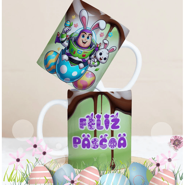 27 Artes para Caneca Páscoa Personagens Arquivo Editável 24