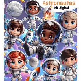 Kit Digital Astronauta 3d em Png