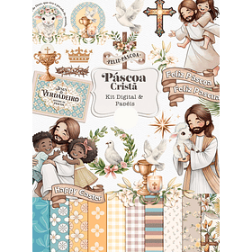 Kit Digital Páscoa Cristã Aquarelado Png