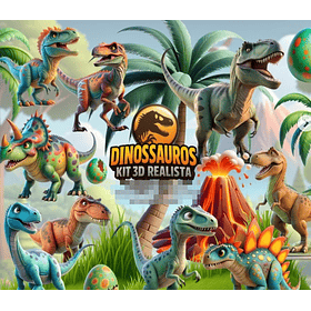 Kit Digital Jurassic Parque Dinossauro em Png