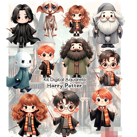 Kit Digital Harry Potter Aquarela Arquivo em Png 