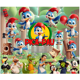 Kit Digital Pica Pau 3d Arquivo em Png 