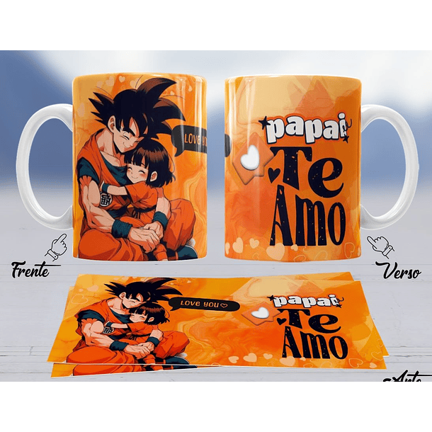 Arte Caneca Love You Papai Te Amo Goku Arquivo Png 
