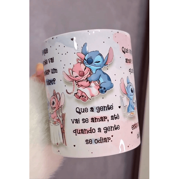 Arte Caneca O que a Gente Vai Prometer Um Para o Outro Stitch e Angel Arquivo em Jpg 2