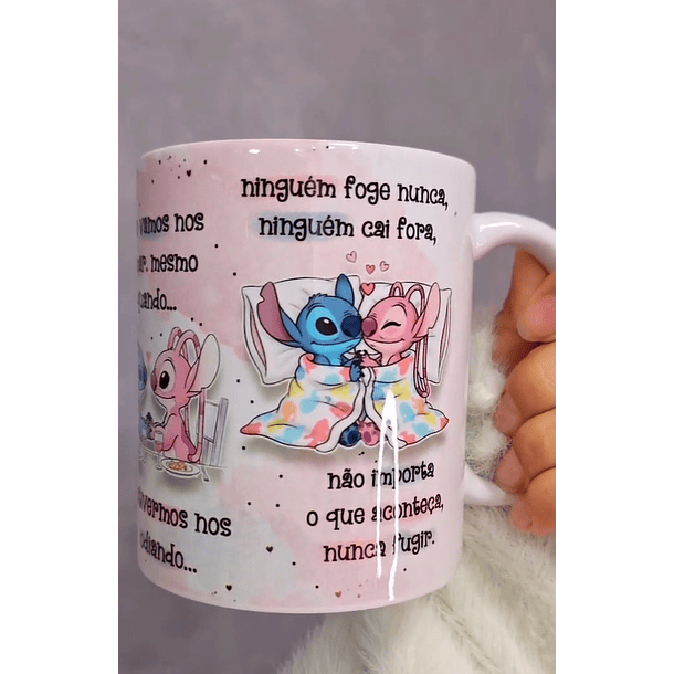 Arte Caneca O que a Gente Vai Prometer Um Para o Outro Stitch e Angel Arquivo em Jpg 4