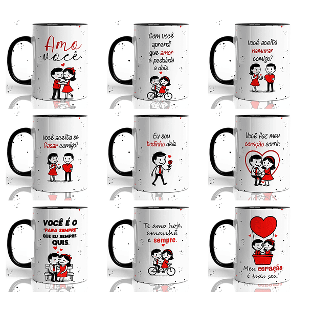 12 Artes para Caneca Dia dos Namorados Bonequinhos Apaixonados Minimalista Arquivo em Jpg 1