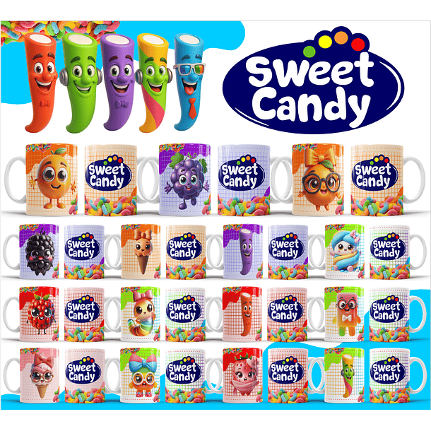 32 Artes para Caneca Sweet Candy Arquivo Editável 2