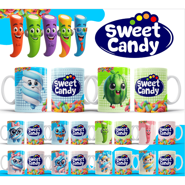 32 Artes para Caneca Sweet Candy Arquivo Editável 3