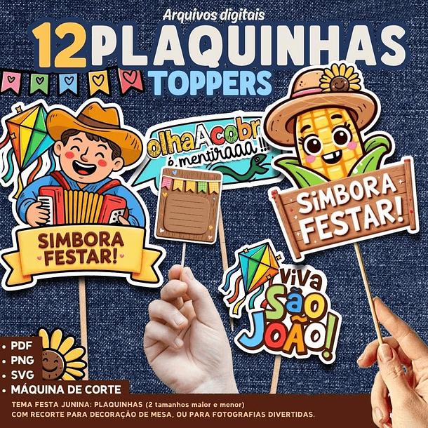 Arquivos Plaquinhas Toppers Festa Junina Arquivo em Png  1