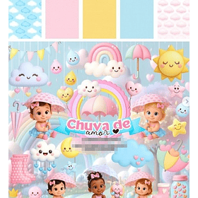 Kit Digital Chuva de Amor em Png