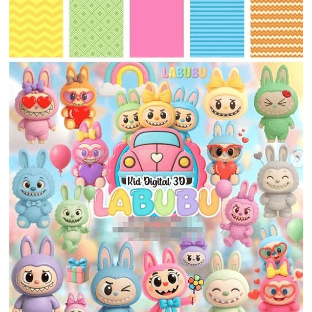 Kit Digital Labubu em Png 